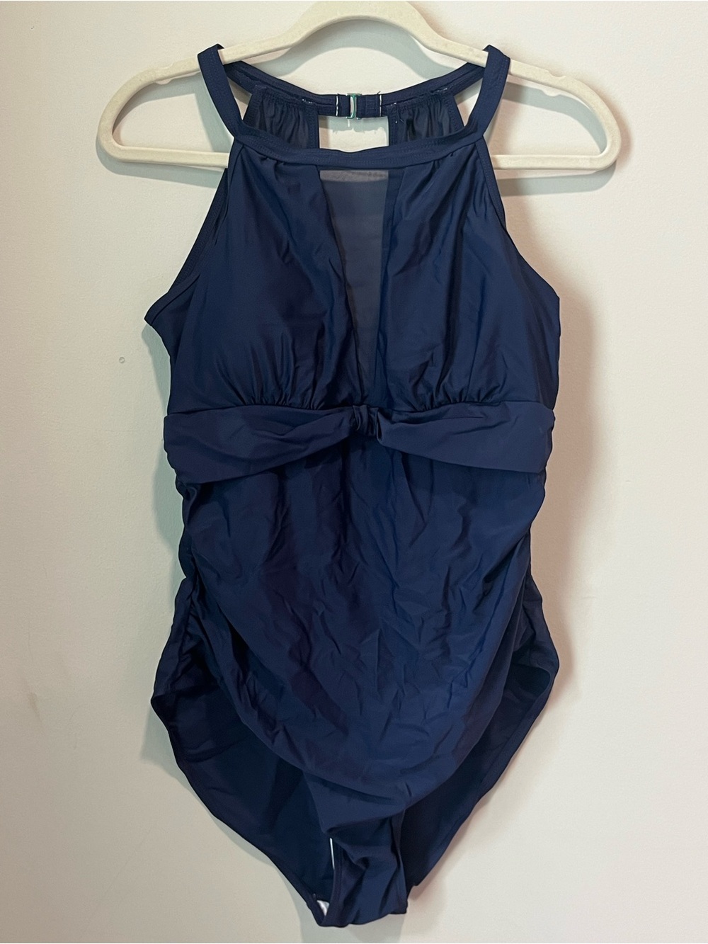 Navy High Neck One-Piece Swimsuit